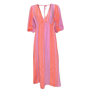 Lila Cotton Dress - Orange/Pink