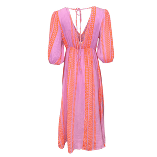 Lila Cotton Dress - Orange/Pink