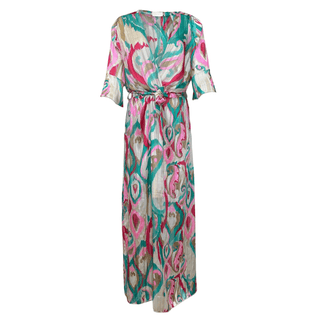 Cloud Print Long Dress - Pink/Green