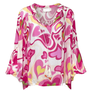Nina Loose Print Top - Pink