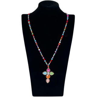 Le Cross Long Bead Necklace - Multi