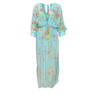 St Tropez Long Beaded Dress - Turquoise