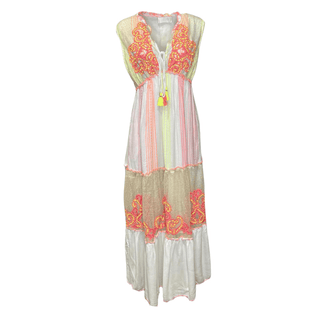 Marseille Sleeveless Beaded Long Dress- Orange