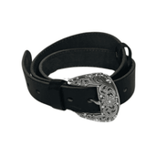 Ester Leather Belt with Buckle - Black