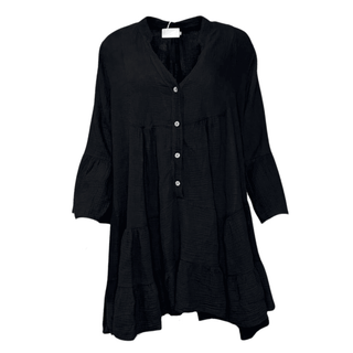 Nellie Loose Cotton Dress - Black