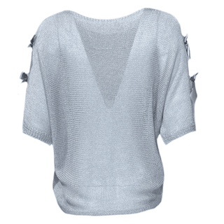 Collage Lightweight Knit with Bows - Grey