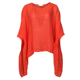 Oliva Loose Linen Top - Coral