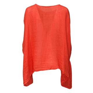 Oliva Loose Linen Top - Coral