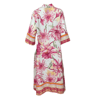 Fleur Floral Print Linen Dress - Pink Multi