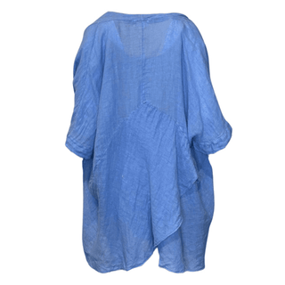 Natasha Loose Linen Tunic - Blue