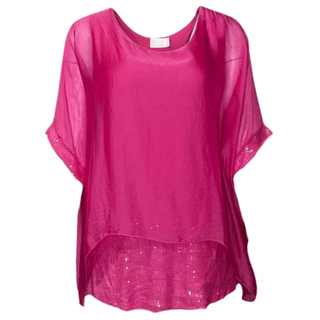 Ryder Silk Sequence Top - Pink