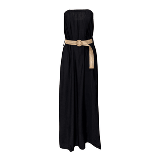 Constance Bandeau Dress with Belt - Black