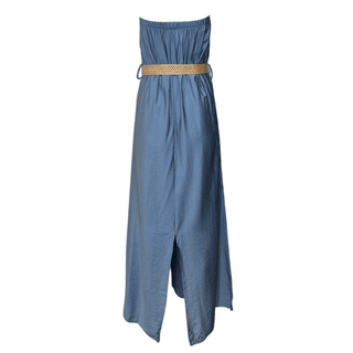 Constance Bandeau Dress with Belt - Blue