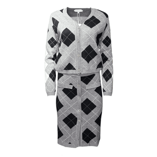 Zelina Argyle Knit Suit - Grey