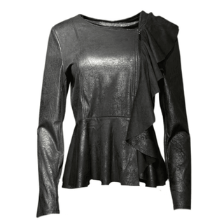 Alisa Ruffle Zip Jacket - Black