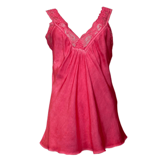 Satin Cami with lace neckline -  Red