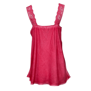 Satin Cami with lace neckline -  Red