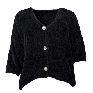 Scoobie Super Soft V neck Button Cardi - Black
