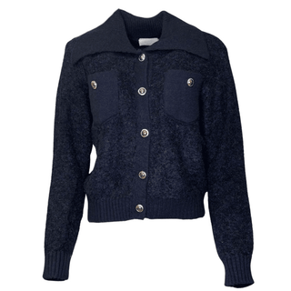 Nadia Knit Coatigan with Collar - Navy