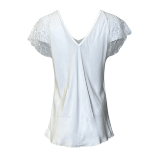 Mistress Satin Lace Sleeve Top - White