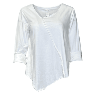 White Asymmetrical 3/4 Sleeved Top