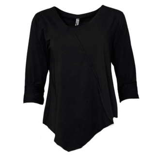 Black Asymmetrical 3/4 Sleeved Top