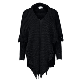 Knitted Black Poncho-style Cardi