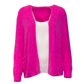 Teddy Supersoft Pocket Cardi - Fuschia