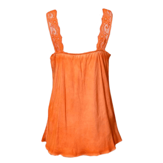 Satin Cami with lace neckline -  Orange