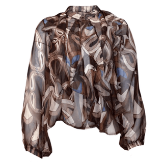 Willow Patterned Blouse with Frills