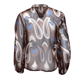 Willow Patterned Blouse with Frills