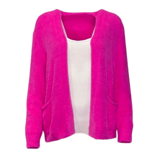 Teddy Long Supersoft Pocket Cardi - Fuschia
