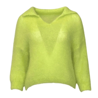 Myra Mohair Collar Knit - Neon Yellow