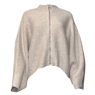 Sofia Loose Cardi Zip Up - Beige