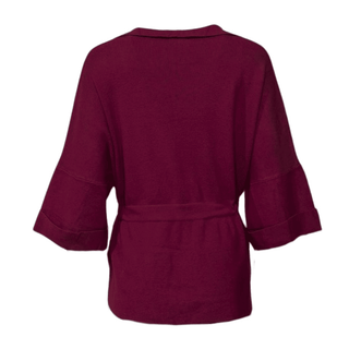 Viola Drawstring Knit Zip Up - Burgundy