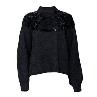 Sasha Sequin Front Grey Sweater - Charcoal
