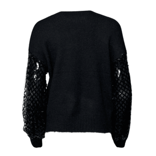 Maddie Sequin Sleeved Knit - Black