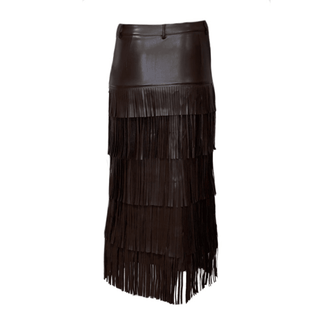 Frida Fringe Leather Skirt