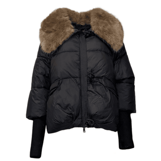Kimberly Black Puff Fur Collar Coat