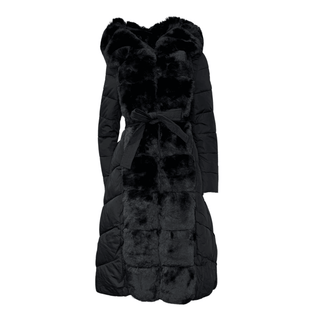 Ciara Black Fur Puffer Long Coat