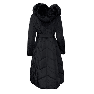 Ciara Black Fur Puffer Long Coat