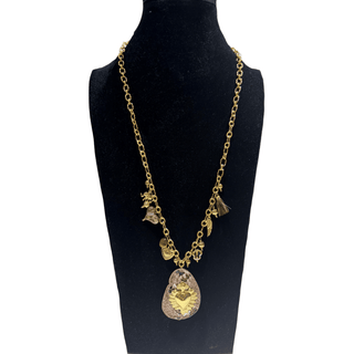   Long Charm Snakeskin Pattern Pendant Necklace