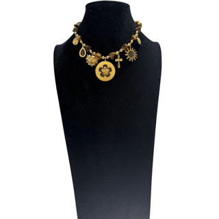 Brown Stone Charm Necklace - Short