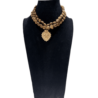 Brown Pebble Heart Necklace