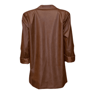 Toni - Brown Faux Leather Blazer