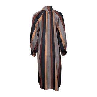 Stephanie Striped Bow Tie Dress - Brown Mix