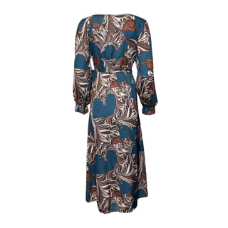 Lea - Floral Wrap Dress -Teal/Choco