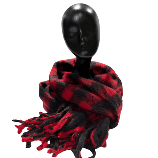 Gingham Pattern Scarf - Red/Black