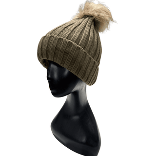 Cable Knit Bobble Hat - Mink