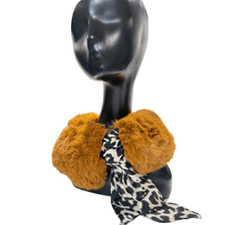 Faux Fur Neck Tie - Brown